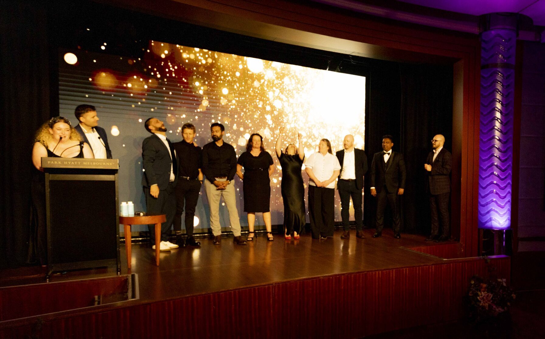 Chartwells team from Geelong Grammar School winning Site of the Year at 2024 Star Awards.